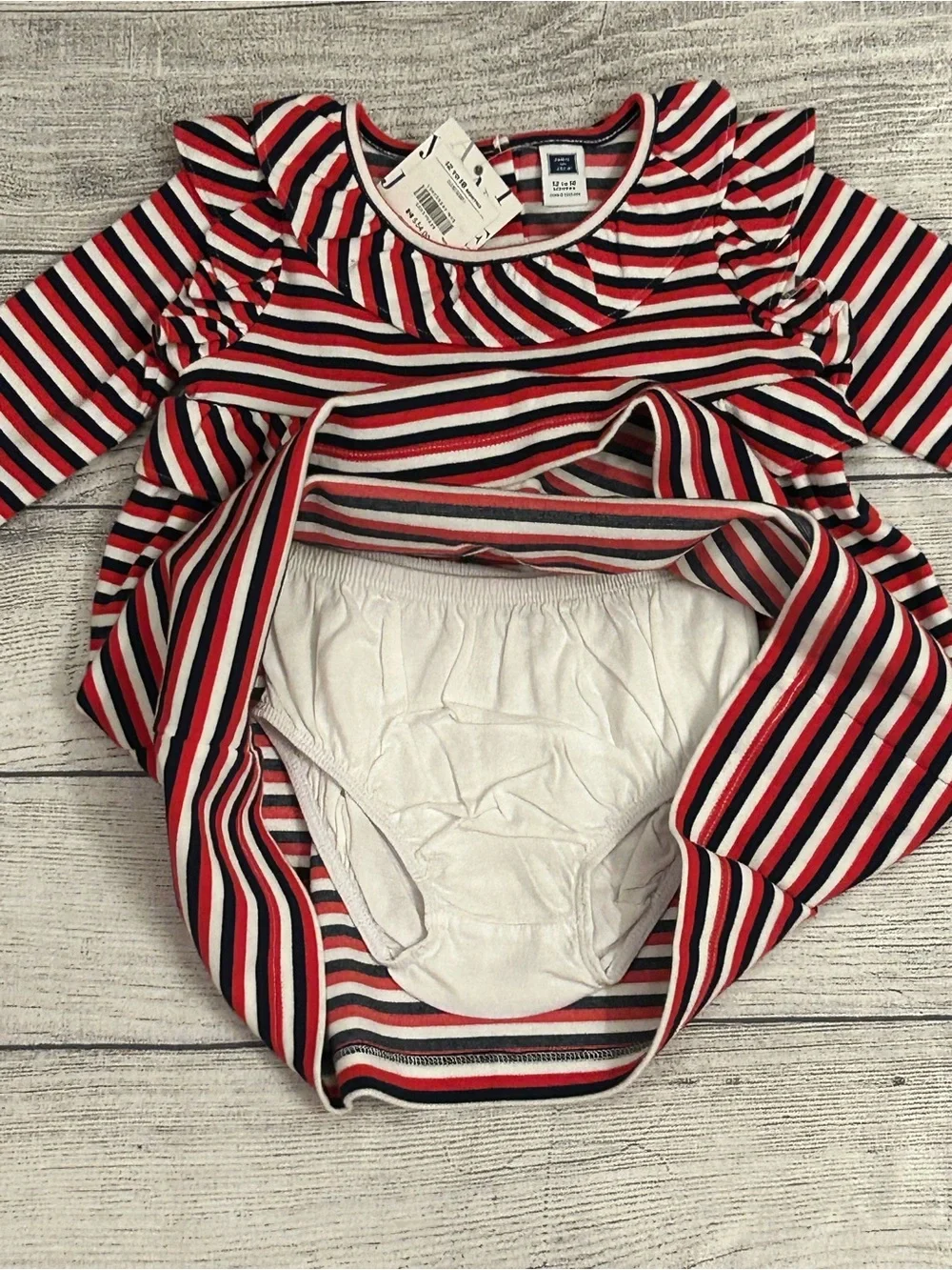 Janie and Jack Striped Ruffle dress size 12-18 months NWT